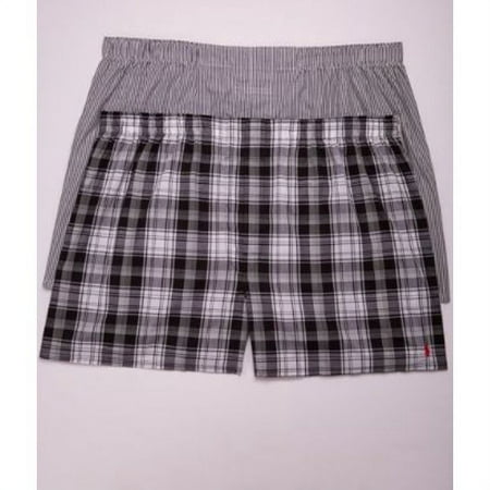 Polo Ralph Lauren BLACK PLAID/STRIPE Men's Big & Tall Boxers - 2 Pk, US 127 CM