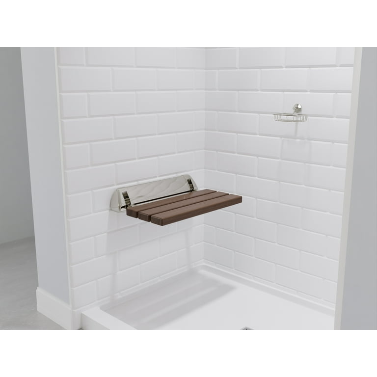 21 in. x 15 in. Wall Mounted Shower Seat in Brushed Nickel Trim 21 in. x 15 in. Wall Mounted Shower Seat in Brushed Nickel Trim