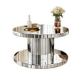 thumbnail image 2 of Noble House Double-Tier Luxury Round Mirror Coffee & End Table with Fluted Glass - 31.5" Diameter Modern Sofa Side Table for Living Room, Light Luxury Design, Sturdy Cylinder Frame, Silver, 2 of 4