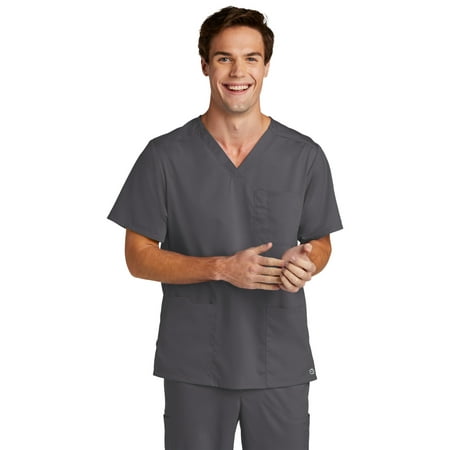 

WonderWink Men s Premiere Flex V-Neck Top WW5068 In Pewter