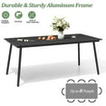 thumbnail image 5 of Pellebant 70.9" x 33" Outdoor Dining Table for 6-8, Aluminum Patio Table with Slat Top & Umbrella Hole, All-Weather & Rust-Resistant，Black, 5 of 8