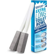 Pumice Stone Toilet Bowl Cleaner with Extra Long Handle, 2 Pack! - Limescale Remover - 100% Natural Pumice Toilet Brush - Also Cleans BBQ Grills, Tiles, Tile Grout, & Swimming Pools