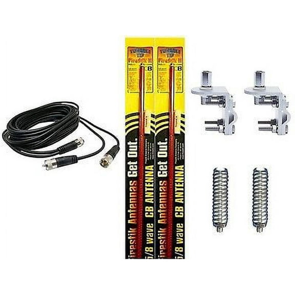NEW 2 FIRESTIK 2 FS3 R 3FT RED CB ANTENNAS, 12FT DUAL COAX, MOUNTS & SPRINGS