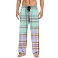 thumbnail image 2 of Pantalones de pijama largos para hombre, informales, con estampado a cuadros, holgados, deportivos, elásticos, rectos, vintage, con bolsillos, 2 of 9