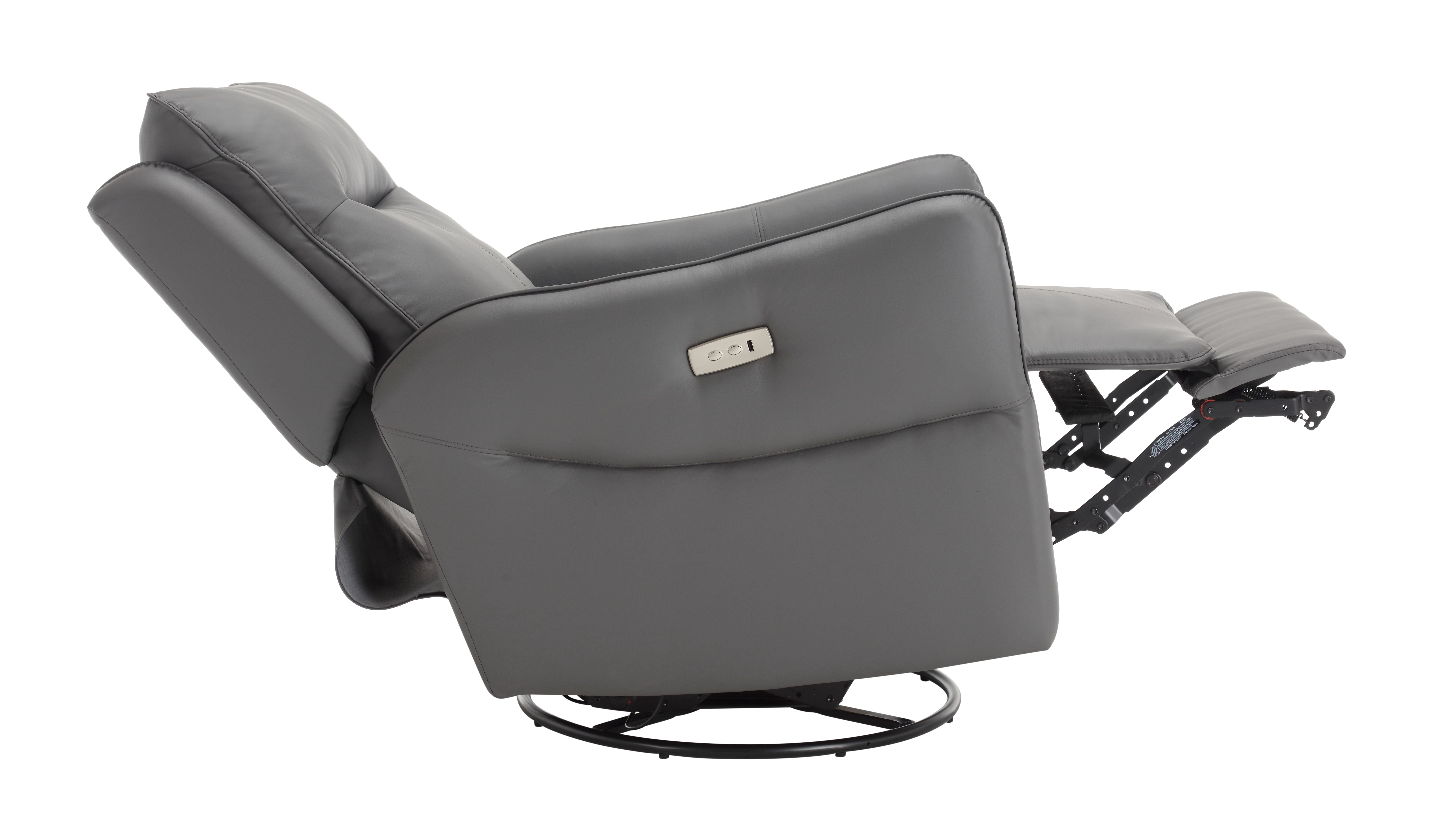 MINCETA Power Recliner Chairs,Modern Upholstered 270 Swivel Nursery Rocker Glider Recliner for Living Room,PU Leather in Gray