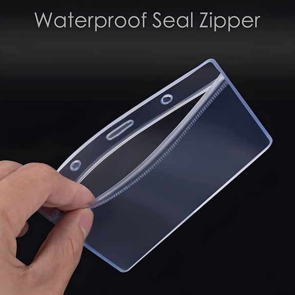 CCOCC 6Pcs Clear Card Holder,Waterproof Plastic ID Card Holder Name Tags Badge Holders,3.89x3.34 inch Horizontal Badge ID Name Tag Plastic Sleeve with Resealable Zip