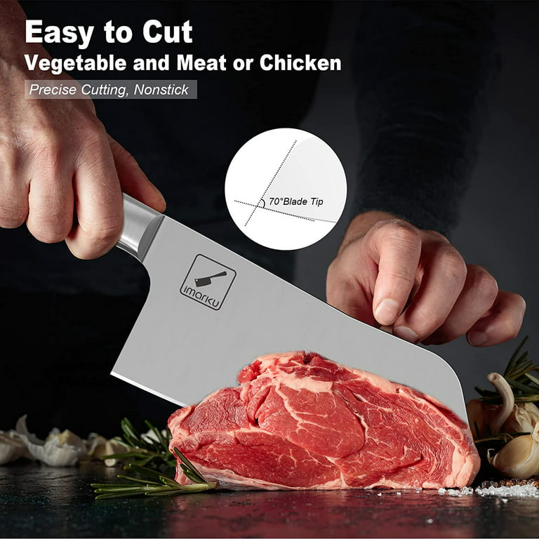  imarku Butcher Knife 7 inch Sharp Meat Cleaver Hand