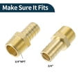 thumbnail image 4 of Accesorios de manguera de latón 3/4" Conector de barbilla recta con rosca macho 3/4" NPT para aire, agua, aceite, gas, combustible, 2 piezas tono dorado, 4 of 6