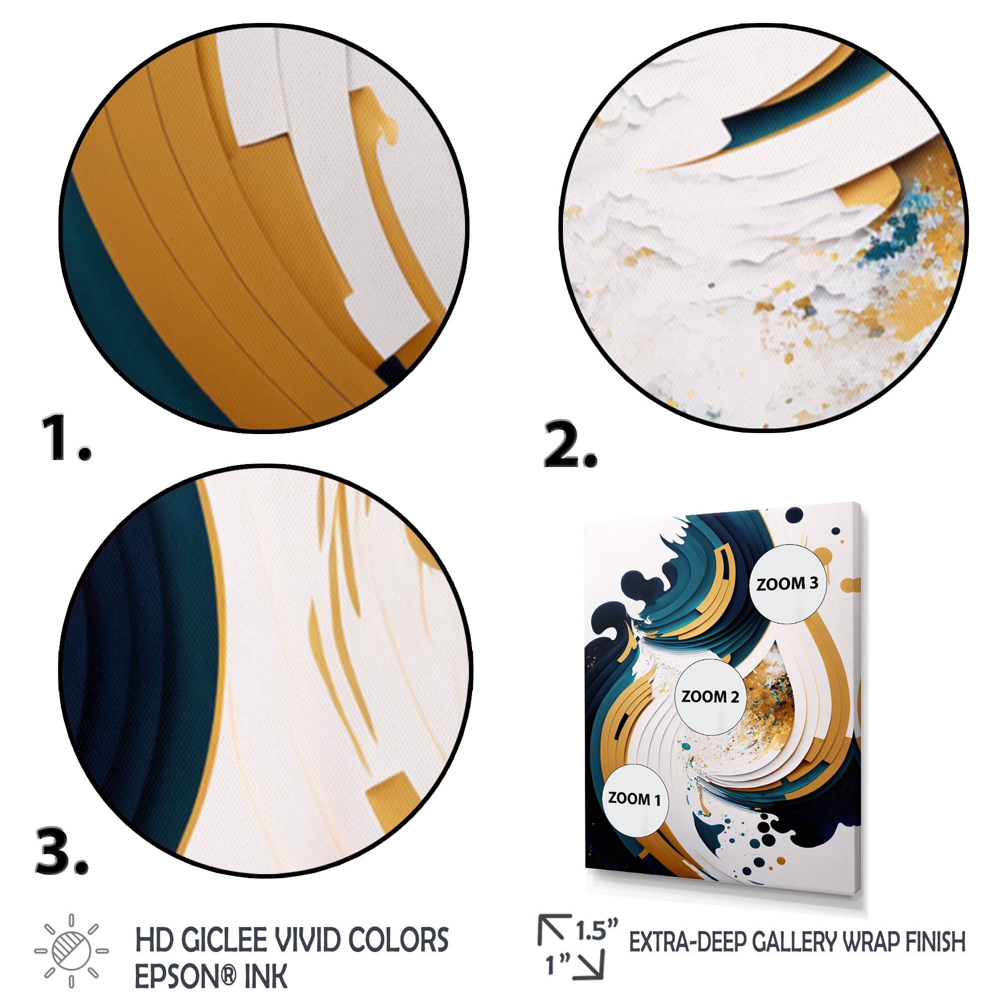 Designart Blue And Gold Modern Art Abstract Painting VII Canvas Wall Art