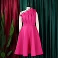 thumbnail image 4 of AURA Plus Size Women Off Shoulder High Waist Pleated A Line Midi Banquet Party Dress, 4 of 9