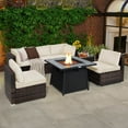 thumbnail image 3 of Costway 7 PCS Patio Furniture Set with 35" Propane Gas Fire Pit Table & Waterproof Cover White, 3 of 10
