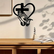 Kumdkd Elegant Metal Heart & Cross Wall Art - 12inch Wrought Iron Spiritual Sculpture for Home, Garden, or Chapel, Weather-Resistant Indoor/Outdoor Decor, Thoughtful Gift for Christmas, Weddings