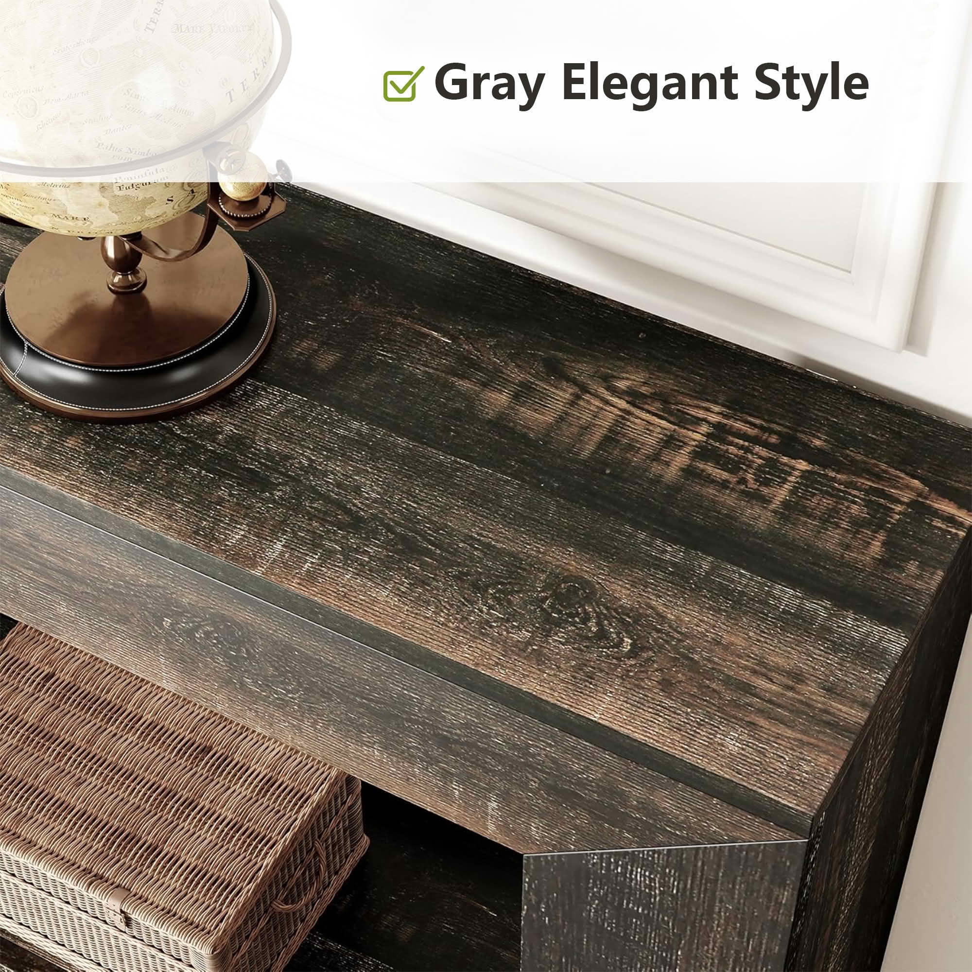 MAYEERTY 47.2" Farmhouse 2-Tier Console Table, E1 MDF Square Leg Entryway Sofa Table with Adjustable Anti-Slip Pads