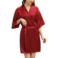 thumbnail image 2 of Tqcoqu Women Hot Fix Casual Solid Color Simulated Silk Home Clothing Robes, 2 of 6