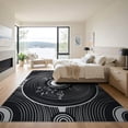 thumbnail image 3 of ODIKA 9'x12' Washable Area Rug Low Pile, Flatwoven, Disc Retro Record Gramophone Radial Lines Music Symbols Shaped for Great Room, Indoor Concept, Large Living, 3 of 7