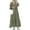 Army Green, variant on Women V-Neck Puff Sleeve Bohemian Casual Long Dress