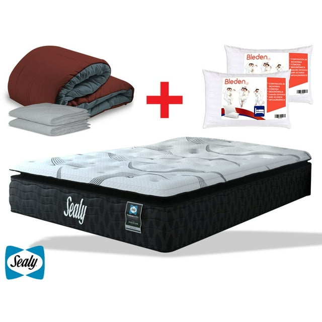 Colchón Rit King Size + Edredón + 2 Almohadas Línea Bleden + 2 fundas Sealy Ortopédico Evolution