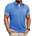 thumbnail image 2 of LTTVQM Men's Casual Polo Shirts Short Sleeve Button Classic Summer Spring T-Shirts Cotton Slim Fit Tees Lightweight Golf Top with Pocket Light Blue 3XL, 2 of 6