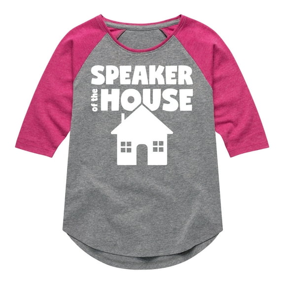 Instant Message - Speaker Of The House - Toddler & Youth Girls Raglan Graphic T-Shirt