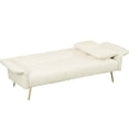thumbnail image 3 of 70.1" Convertible Bed. Double Size With Folding . Beige Velvet Cover, Brown Wood Frame For Small Areas And Living Room. Adjustable . Easy To Assemble Bed Arm - 30.72 In. W, Upholstery,, 3 of 5