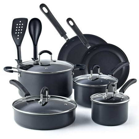 - Cook N Home 12-Piece Nonstick Hard Anodized Cookware Set, Black