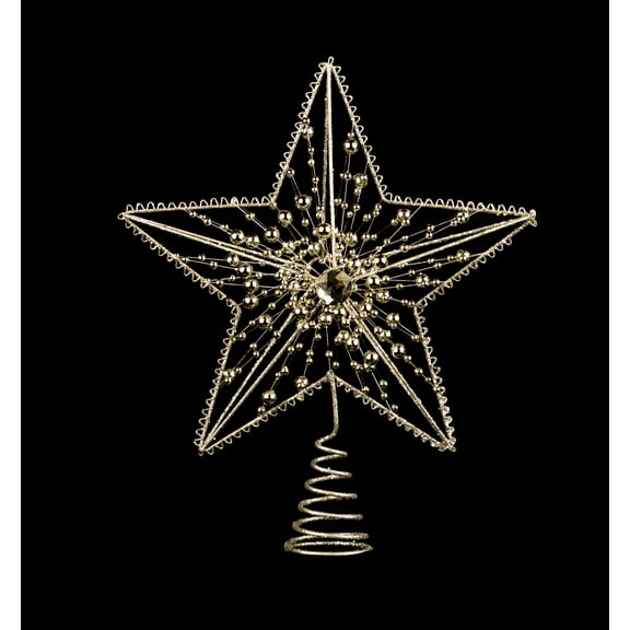 8" Silver Jeweled Metal Star Tree Topper