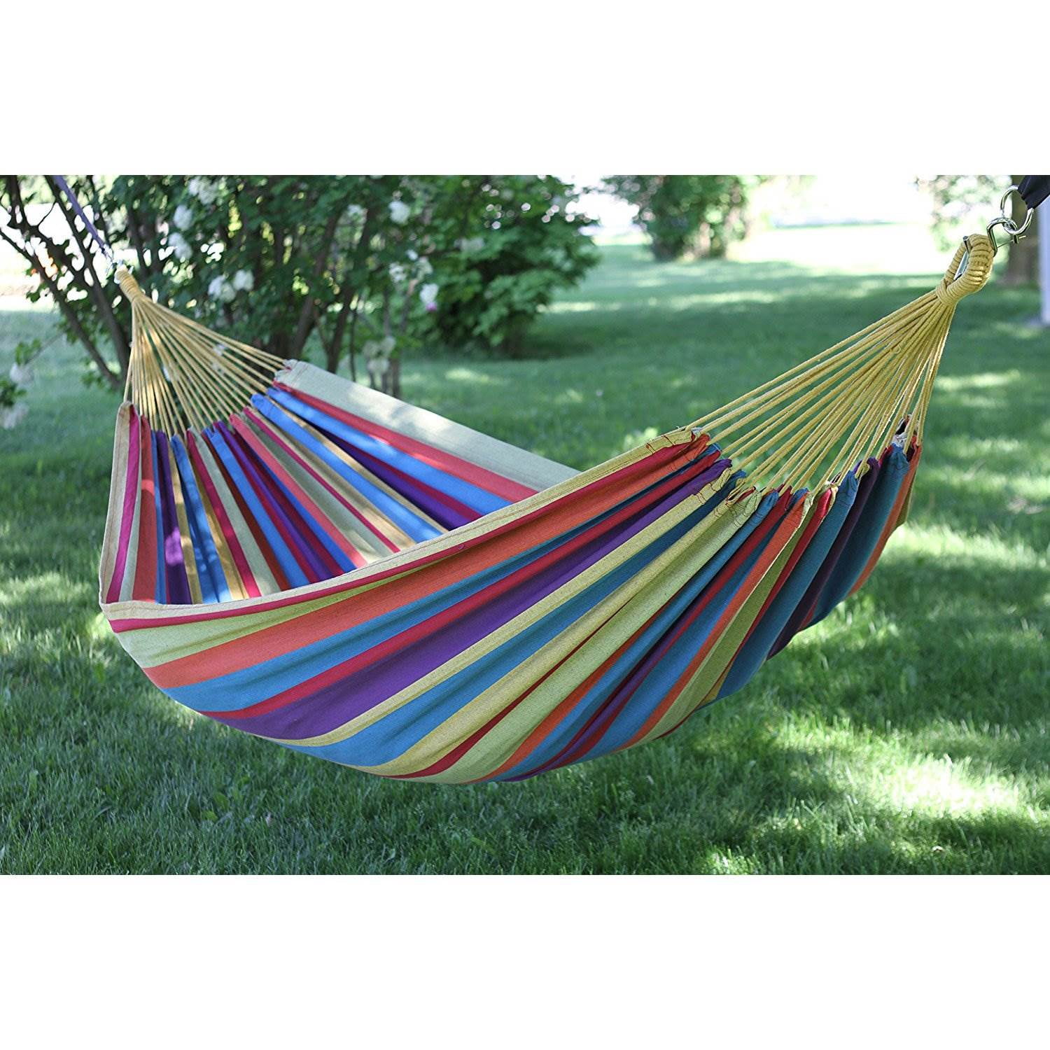 Vivere Brazilian Style Single Cotton Hammock in Tropical