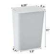 thumbnail image 2 of Trash Can 2 Pack 7.5 Liter Plastic Garbage Container Bin With Press Top Lid For Narrow Spaces (White + Blue), 2 of 6