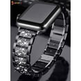 thumbnail image 3 of Spencer Stainless Steel Bling Bands Compatible with Apple Watch Band 42mm 44mm Metal Replacement Wristband Women iWatch Series 5 4 3 2 1 "Black", 3 of 8