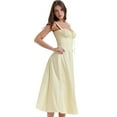 thumbnail image 3 of Women'S Strapless High Split Long Maxi Dress Ruched Suspender Sleeveless Bodycon Party Cocktail Dresses Light Yellow XXL, 3 of 9
