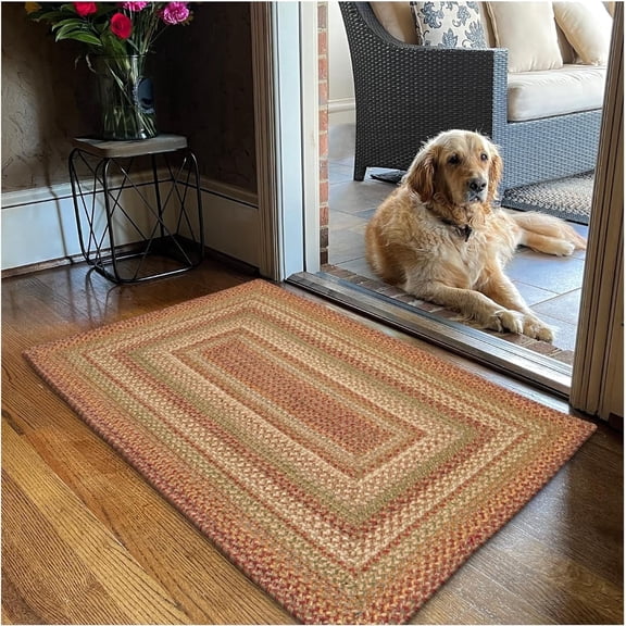 Homespice 20x30 Brown Rectangular Braided Rug. Harvest Brown Jute Rug. Uses- Entryway Rugs, Kitchen Rugs, Bathroom Rugs. Reversible, Rustic, Country, Primitive, Farmhouse Decor Rug
