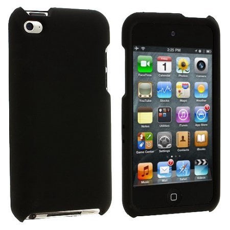 Ipod Touch 4g 16gb White Premium Rubberized Snap-on Hard Crystal Front and Rear Case Cover for Apple iPod Touch 4G, 4th Generation, 4th Gen - Black compatible with 8GB / 32GB / 64GB ()