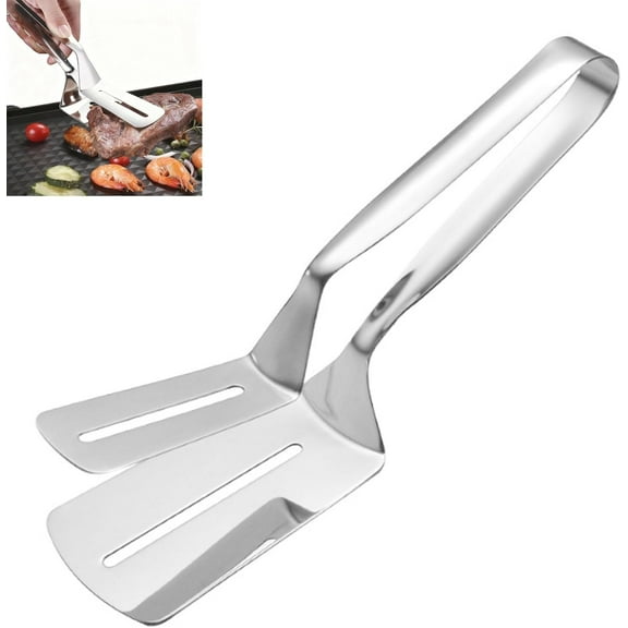 Stainless Steel Grill Clamp, 10 Inch Stainless Steel Steak Tongs, Lightweight Double-Sided Shovel Clip for Home Restaurant and Party Use