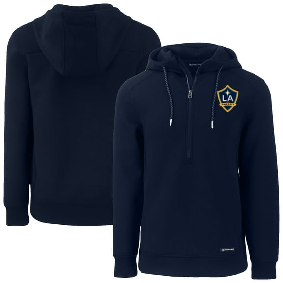 Men's Cutter & Buck Navy LA Galaxy Roam Eco Half-Zip Recycled Pullover Hoodie