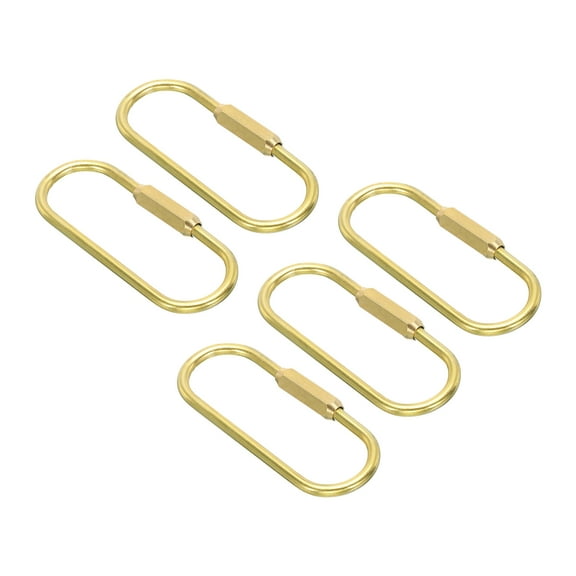Uxcell Brass Key Ring, 5 Pack Gold Screw Lock Clip Keychain Holder for Home Office Keys