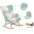 thumbnail image 3 of New Rocking Chair, Mid Century Fabric Rocker Chair with Wood Legs and Patchwork Linen for Livingroom Bedroom, 3 of 12