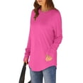 thumbnail image 6 of YEJIMAN Long Sleeve T-shirt, Pink Womens Shirts, Womens Tunic Tops to Wear with Leggings Long Sleeve Thumb Hole Shirts Crew Neck Curved Hem, Big & Tall, 6 of 7