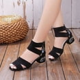 thumbnail image 1 of XIHAHA-Sandalias de tacón grueso para mujer, zapatos de baile con bordado Retro, a la moda, novedad de verano, 1 of 5