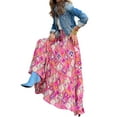 thumbnail image 1 of LilyLLL Womens Hippie Floral Print Maxi Dress Pleated Summer Beach Long Skirts, 1 of 2