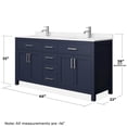 thumbnail image 5 of Wyndham Collection Beckett 66" Wood Double Bathroom Vanity in Dark Blue/Nickel, 5 of 6