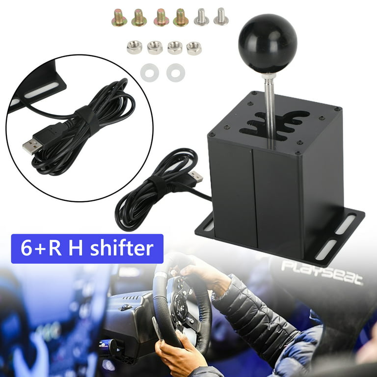 USB Handbrake with Clamp and H Shifter for Logitech G29 T300RS/GT Steering Wheel, Size: 7+R Black