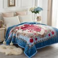 thumbnail image 1 of Korean Mink Blanket,2 Ply Printed Soft Warm Fleece Blanket for Automn, Winter -King,Blue Floral, 1 of 6