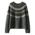 thumbnail image 4 of sususu Fall Sweaters for Women Casual Knitted Sweater Long Sleeve Crew Neck Colorful Striped Loose Pullover Jumper Tops,A05-Grey,One Size, 4 of 5