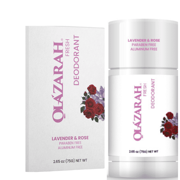 OLAZARAH Lavender & Rose Natural Anti-Stain, Antiperspirant 48-hr Protection Underarm Deodorant Stick for Women/Men, 2 oz