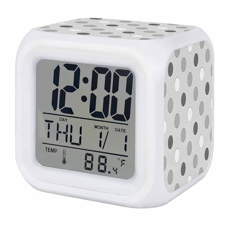 Simple Pot Dots Digital Alarm Clock for Bedrooms, Smart LED Alarm Clock with 7 Color Changing Night photo Simple Pot Dots Digital Alarm Clock for Bedrooms, Smart LED Alarm Clock with 7 Color Changing Night
