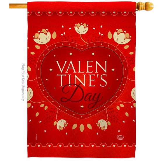 Ornament Collection H192412-BO 28 x 40 in. Valentines House Flag with Spring Double-Sided Decorative Vertical Decoration Banner Garden Yard Gift