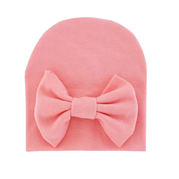 Qarigey Gorros de bebé con lazo, gorros para recién nacidos, regalos de cumpleaños, accesorios cómodos para niños pequeños, suministros de Sombreros camarones rosados Qarigey AP009361-13B