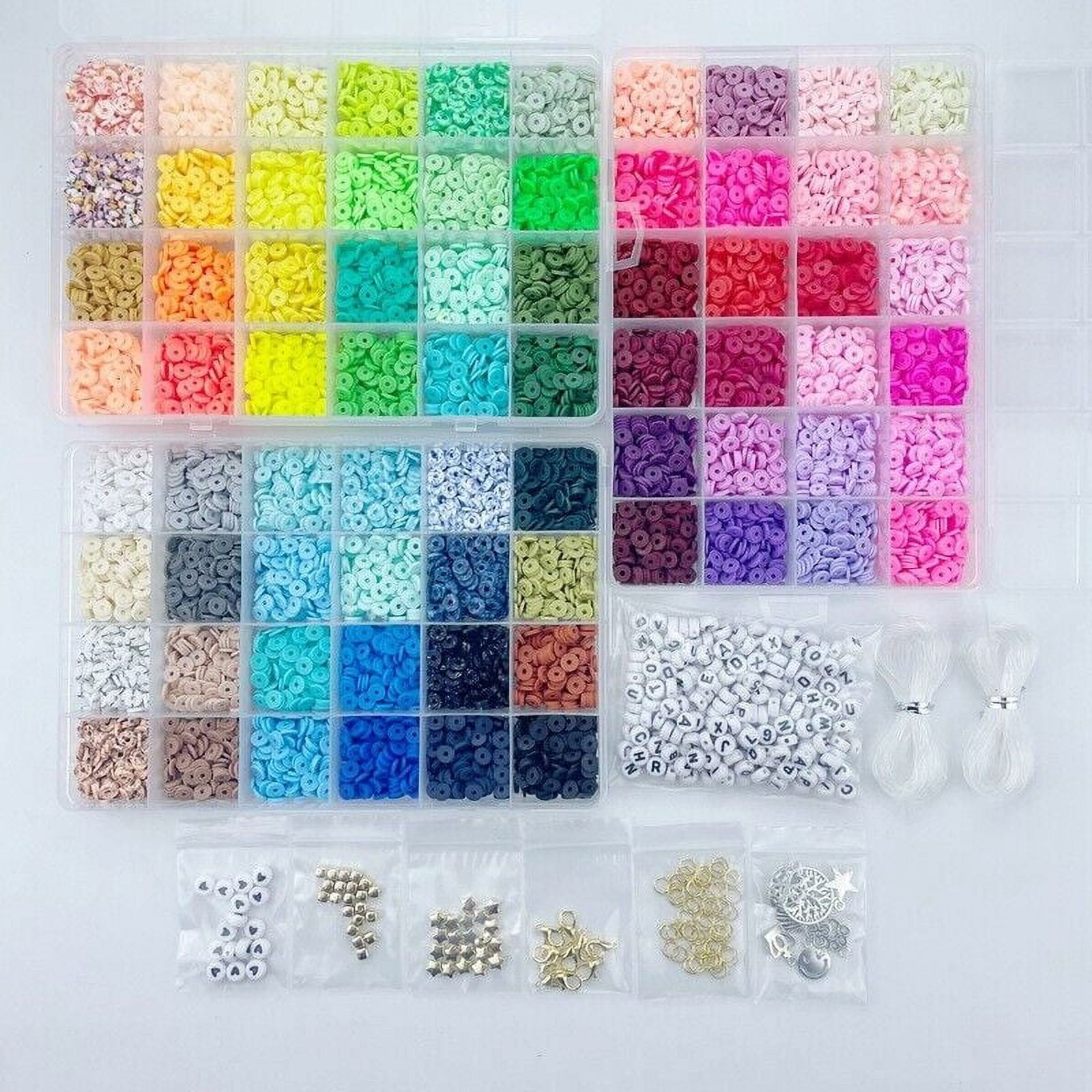 6000/9000Pcs Clay Beads Bracelet Making Kit Round Flat Beads Polymer Clay Beads Set DIY Kit