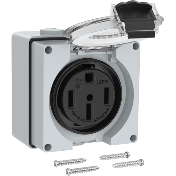 50 Amp RV Outlet Box, 125/250V NEMA 14-50R RV Receptacle ETL Listed, Weatherproof Electrical Power Outlet Panel for RV Camper Trailer Motorhome