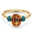 thumbnail image 3 of Gem Stone King 10K Yellow Gold Ecstasy Mystic Topaz and London Blue Topaz Engagement Ring for Women | 2.66 Cttw | Oval 9X7MM | Gemstone November Birthstone | Size 5, 3 of 6